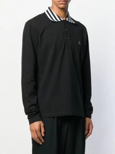 Shop Vivienne Westwood Embroidered Polo Shirt In Black