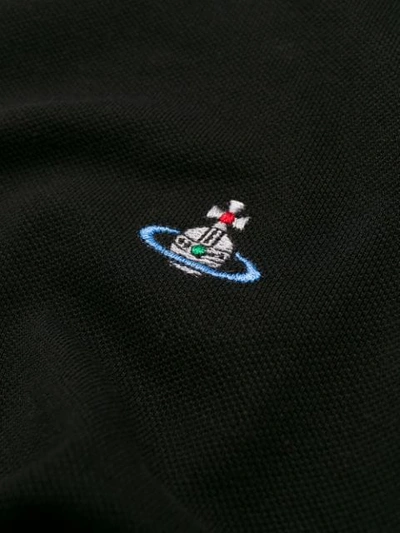 Shop Vivienne Westwood Embroidered Polo Shirt In Black