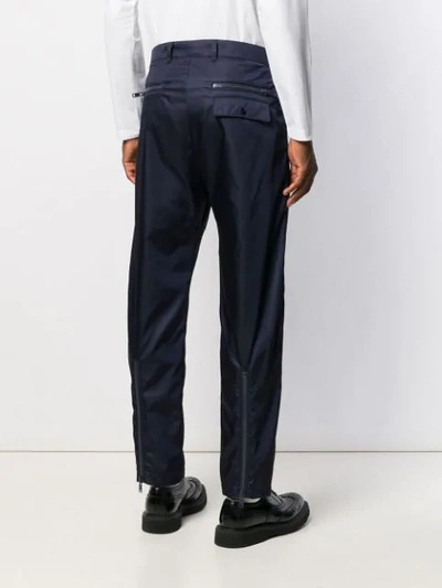 Shop Prada Zip Detail Casual Trousers In Blue