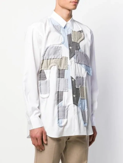 Comme Des Garçons Shirt Long-sleeved Patchwork Shirt In White