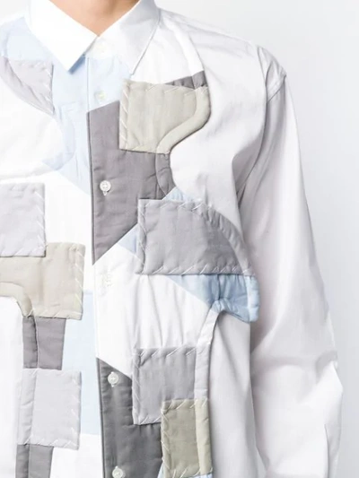 Comme Des Garçons Shirt Long-sleeved Patchwork Shirt In White