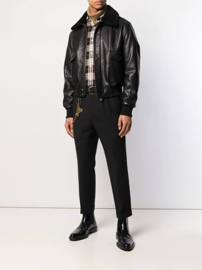 Shop Ami Alexandre Mattiussi Shearling Collar Bomber Jacket In Black