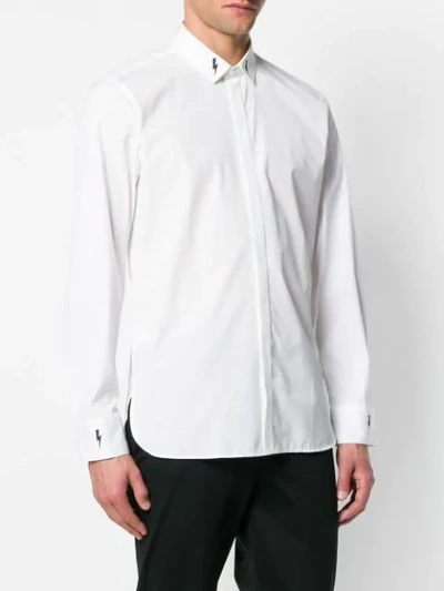 Shop Neil Barrett Lightning Bolt Print Shirt - White