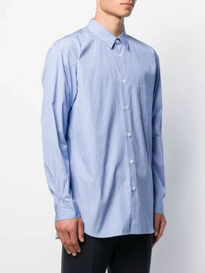 Shop Comme Des Garçons Shirt Striped Zip-up Shirt In Blue