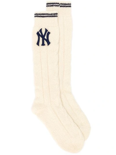Shop Gucci X Mlb Ny Yankees Knitted Socks - White