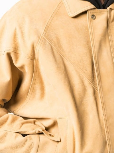 Shop Fear Of God Nubuck Leather Jacket In Neutrals