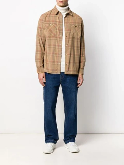 Shop A.p.c. Checked Cotton Shirt In Neutrals