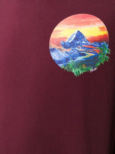 Shop Kenzo Painted Landscape T-shirt In Red