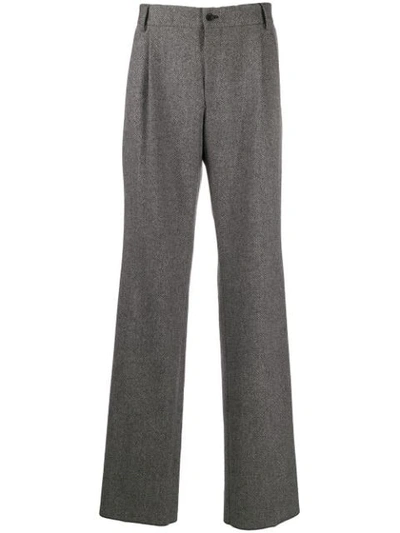 Shop Dolce & Gabbana Woven Straight Trousers In Grey