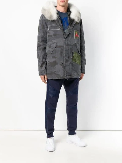 MR & MRS ITALY FUR-TRIMMED SHORT PARKA - 灰色