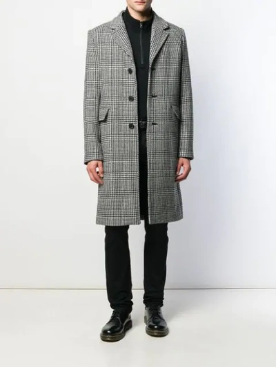 Shop Sandro Wales Checked Coat In Black
