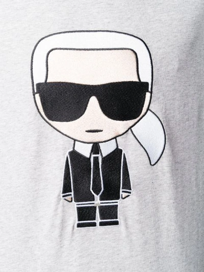Shop Karl Lagerfeld Besticktes 'ikonik' T-shirt In 951 Grey