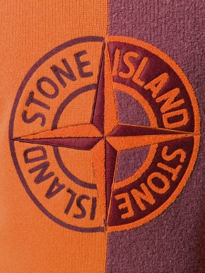 STONE ISLAND EMBROIDERED LOGO HOODIE - 橘色
