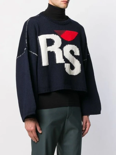 Shop Raf Simons Knit Monogram Jumper In Blue