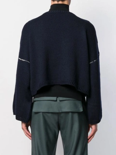 Shop Raf Simons Knit Monogram Jumper In Blue