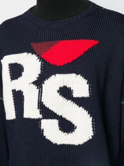 Shop Raf Simons Knit Monogram Jumper In Blue