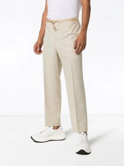 Shop Jil Sander Tailored Wool Drawstring Trousers In 0001 Natural