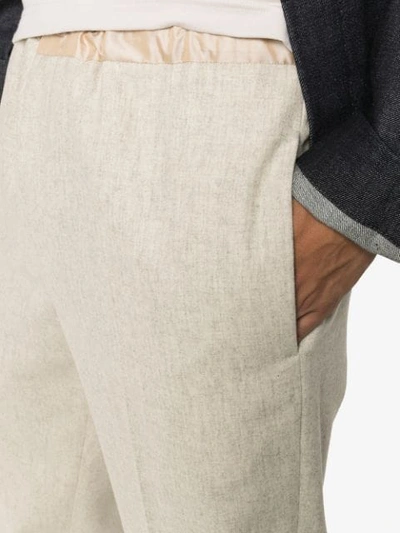 Shop Jil Sander Tailored Wool Drawstring Trousers In 0001 Natural