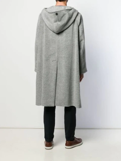 Shop Hevo Salve Hooded Double-breasted Coat In Grey
