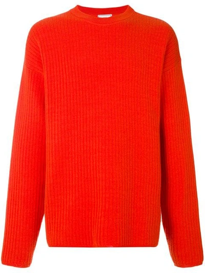 Shop Ami Alexandre Mattiussi Crew Neck Oversize Fit Double Face Rib Sweater In Red