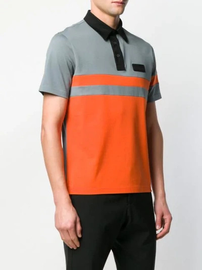 Shop Prada Colour-block Polo Shirt In Grey