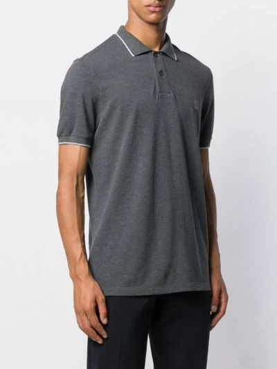 Shop Brunello Cucinelli Embroidered Logo Polo Shirt In Grey