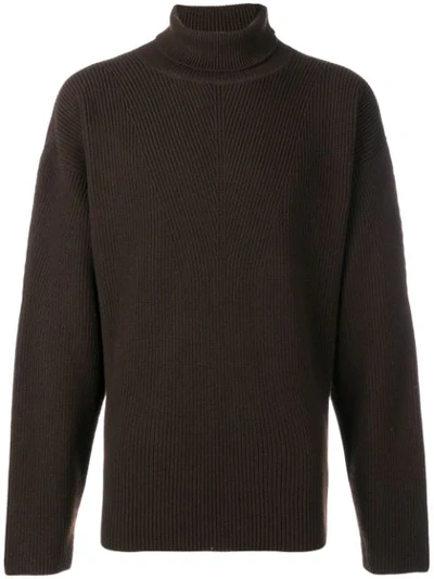 Shop Tom Ford Rib Knit Turtleneck Sweater - Brown