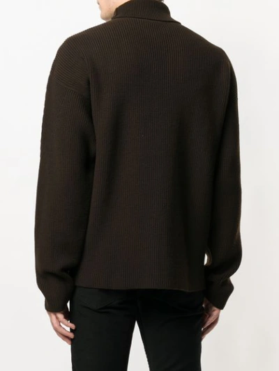 Shop Tom Ford Rib Knit Turtleneck Sweater - Brown