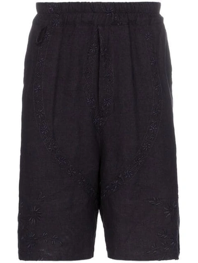 Shop By Walid Lorenzo 1920s Embroidered Shorts In Blue