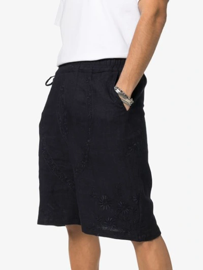 Shop By Walid Lorenzo 1920s Embroidered Shorts In Blue