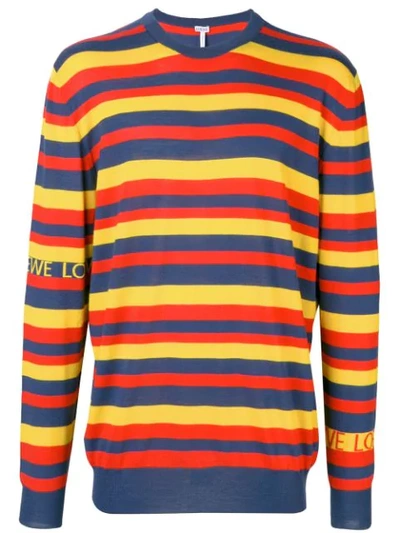 Shop Loewe Striped Round Neck Jumper - Blue