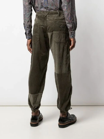 Shop Engineered Garments Boxy Fit Textured Trousers In Green