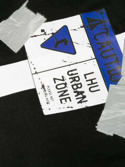 Shop Les Hommes Urban Caution Tape T-shirt In Black