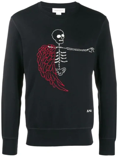 Shop Alexander Mcqueen Embroidered Skull Sweatshirt In Black