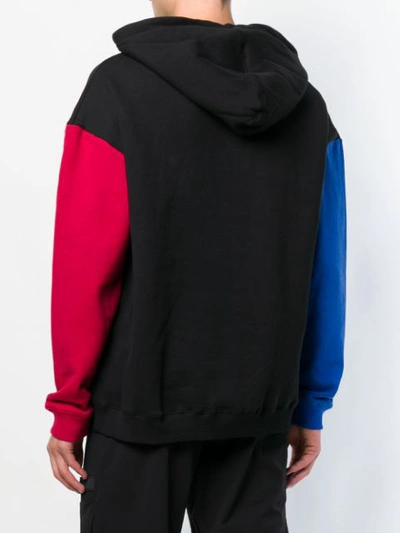 Shop Pleasures Logo Colour-block Hoodie In Black