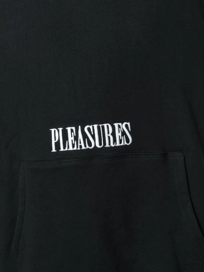 Shop Pleasures Logo Colour-block Hoodie In Black