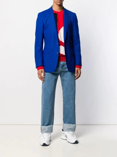 Shop Kenzo Slim-fit Blazer In Blue