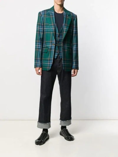 Shop Vivienne Westwood Checked Single-breasted Blazer In Green