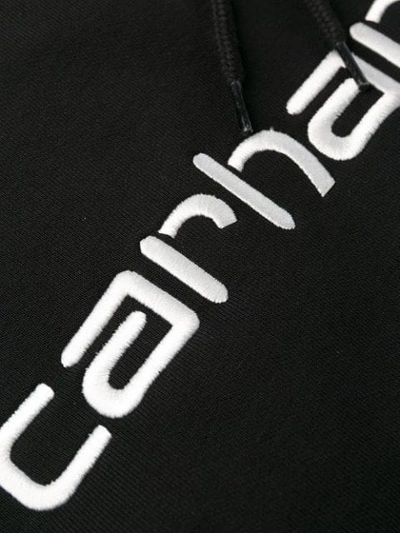 Shop Carhartt Logo Embroidered Hoodie In Black