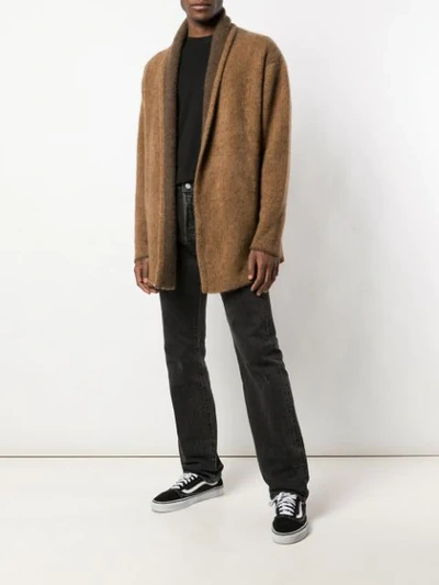 Shop The Elder Statesman Shawl Lapel Cardigan In Brown