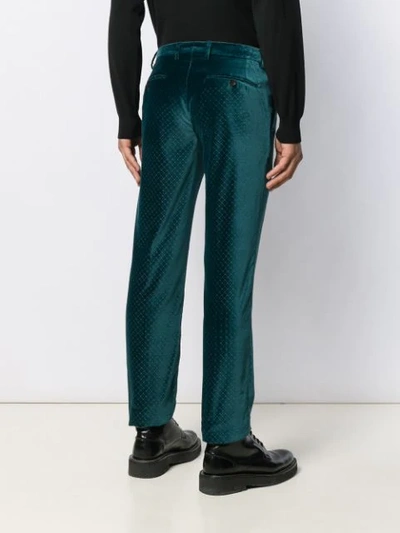 Shop Etro Patterned Straight Leg Trousers In Blue