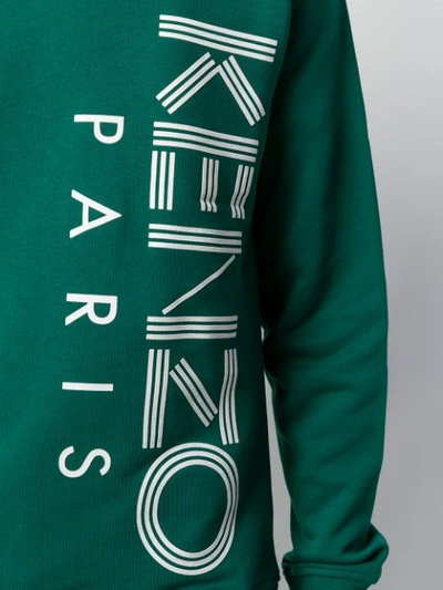 Shop Kenzo Logo Print Sweatshirt In Green