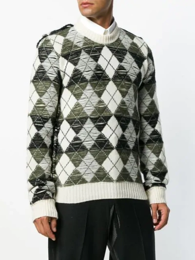 Shop Jw Anderson Argyle Knit Sweater In White