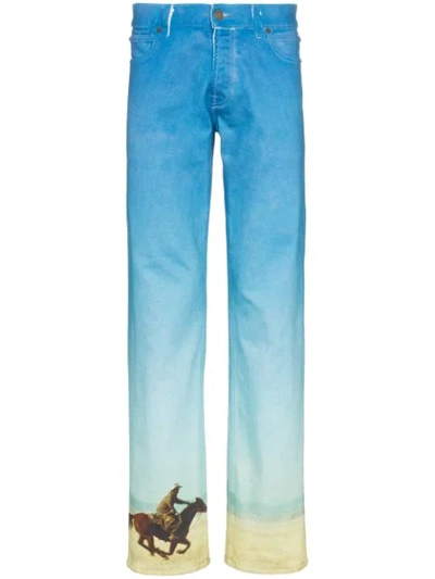 Calvin Klein Jeans Est.1978 Horse Print Straight Leg Cotton Denim Jeans In  Blue | ModeSens