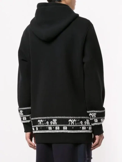 Shop Sacai Embroidered Zipped Hoodie In Black