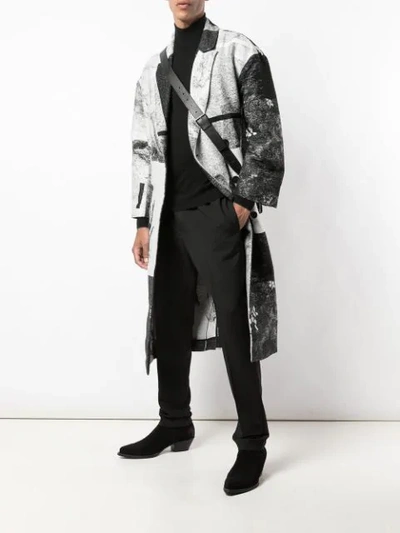 ANN DEMEULEMEESTER DOUBLE-BREASTED CONTRAST COAT - 黑色