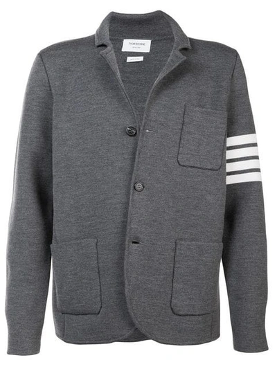 Shop Thom Browne Rib Knit Blazer In Grey
