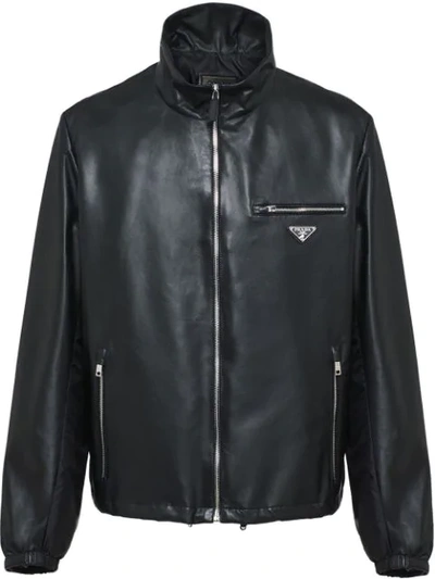 Shop Prada Light Zipped Nappa Leather Jacket In Schwarz
