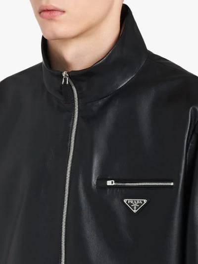 Shop Prada Light Zipped Nappa Leather Jacket In Schwarz