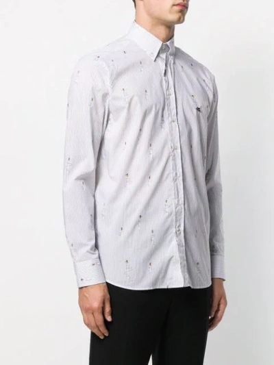Shop Etro Striped Long Sleeve Shirt In White